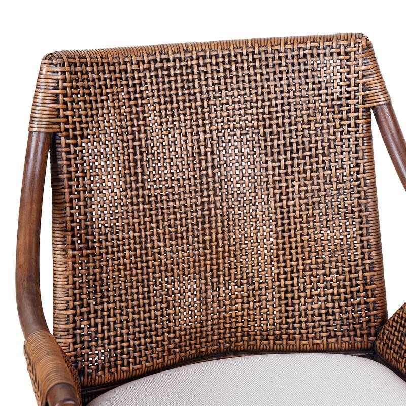 Boho 18" W Rattan Upholstered Armchair for Dining or Lounge Spaces