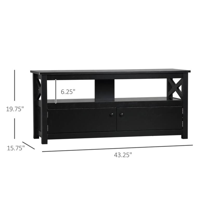 HOMCOM TV Cabinet Stand for TVs up to 46 Inches, Entertainment Center with Storage Shelf and Cupboard for Living Room