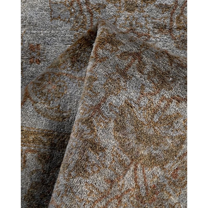 Fine Vibrance One-of-a-Kind Hand-Knotted Runner Rug - Gray, 2' 8" x 10' 4" - 2' 8" x 10' 4"