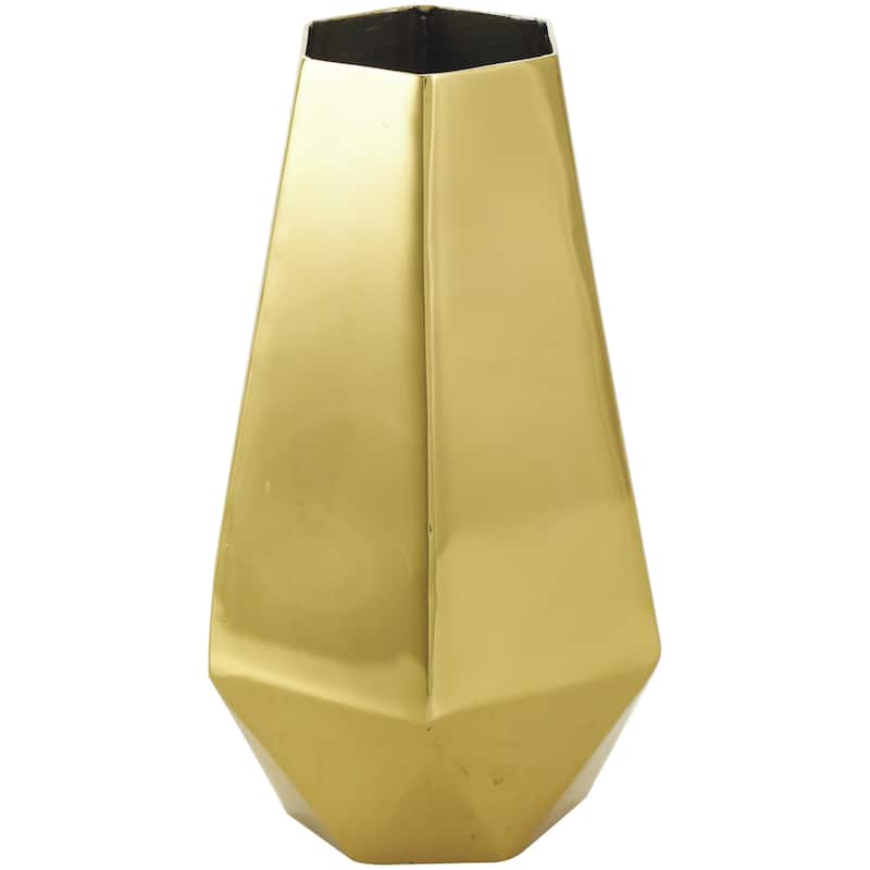 Stainless Steel Metal Geometric Hexagon Shaped Decorative Vase with Varying Heights - Set of 3 Gold - Roche River Decor
