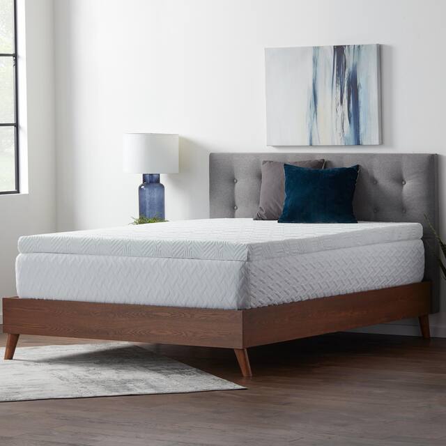 Lucid Comfort Collection 4 Inch Gel and Aloe Memory Foam Topper - Twin XL- With Cover