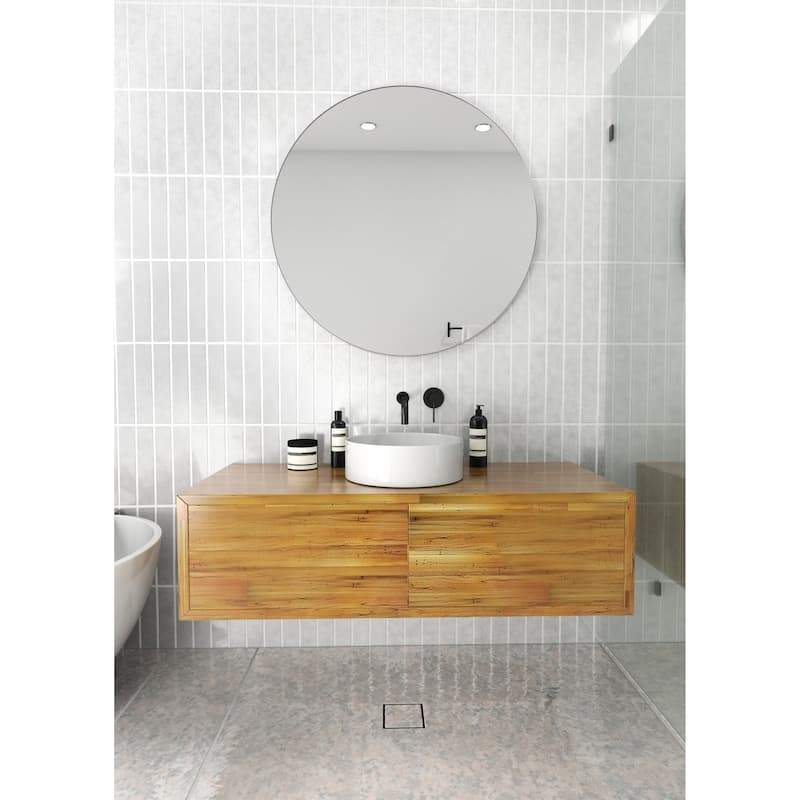 Glass Warehouse Round 36" Stainless Steel Framed Mirror