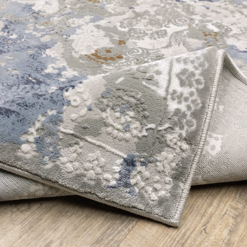 Style Haven Emery Contemporary Abstract Grey/ Blue Mixed-Pile Area Rug
