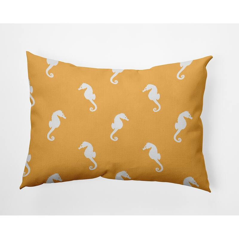 Sea Horses Polyester Indoor/Outdoor Pillow - Egg Yolk Yellow - 14" x 20"