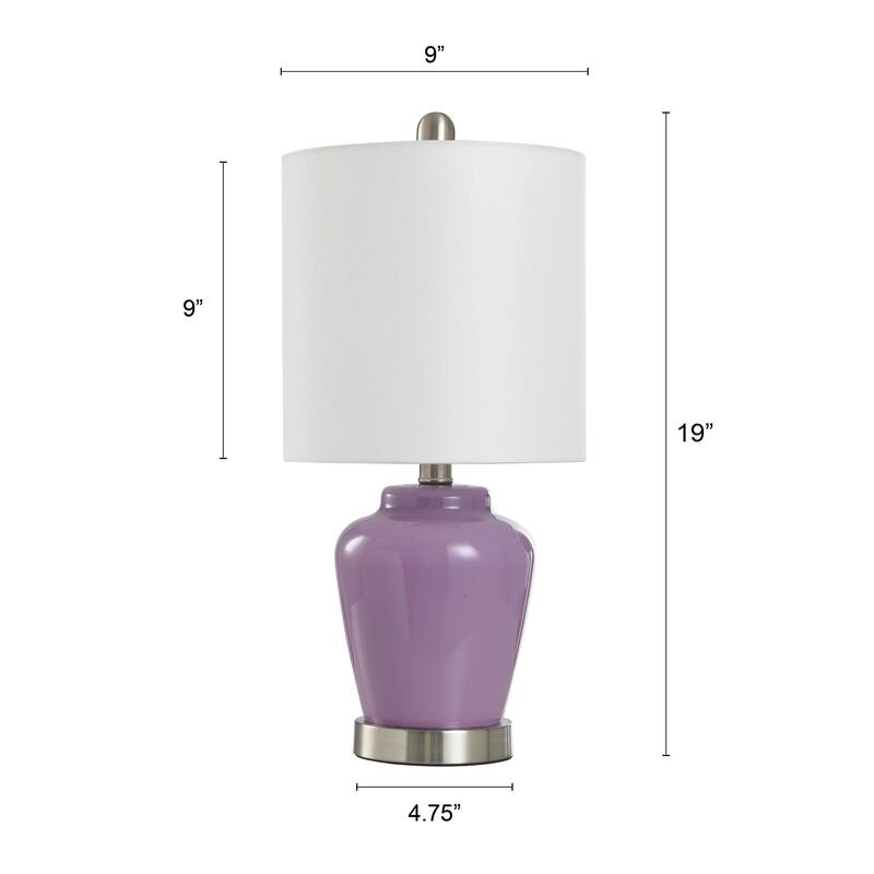 Porch & Den McKenna High Gloss Lilac Glass Ginger Jar Accent Lamp