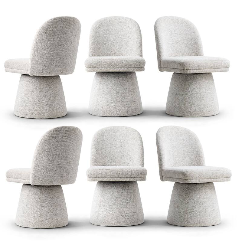 Upholstered Fabric 360 Swivel Dining Chair(Set of 6)