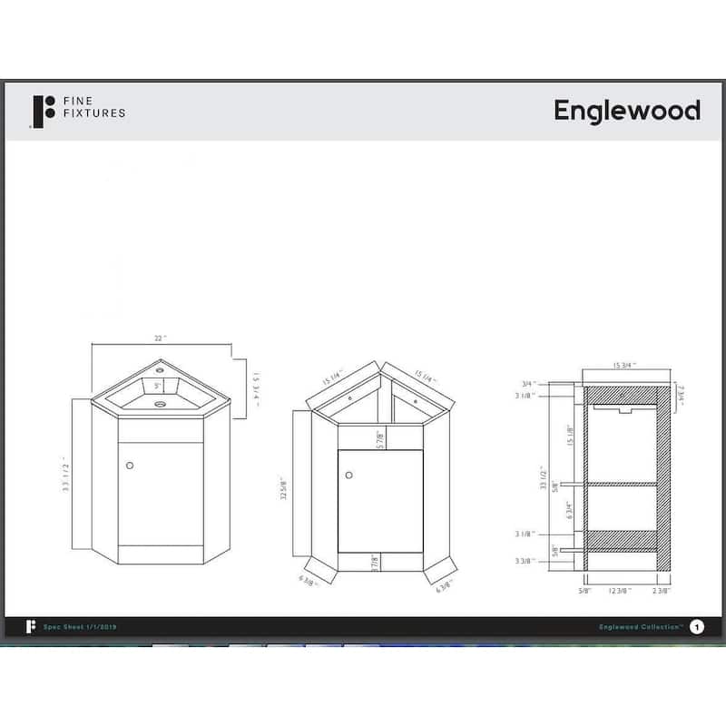 Fine Fixtures Englewood 22-inch Vanity with Vitreous China Sink Top