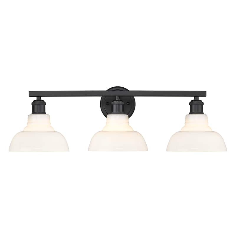 Yep by Golden Lighting Carver 3-light Vanity in Matte Black and Vintage Milk Glass