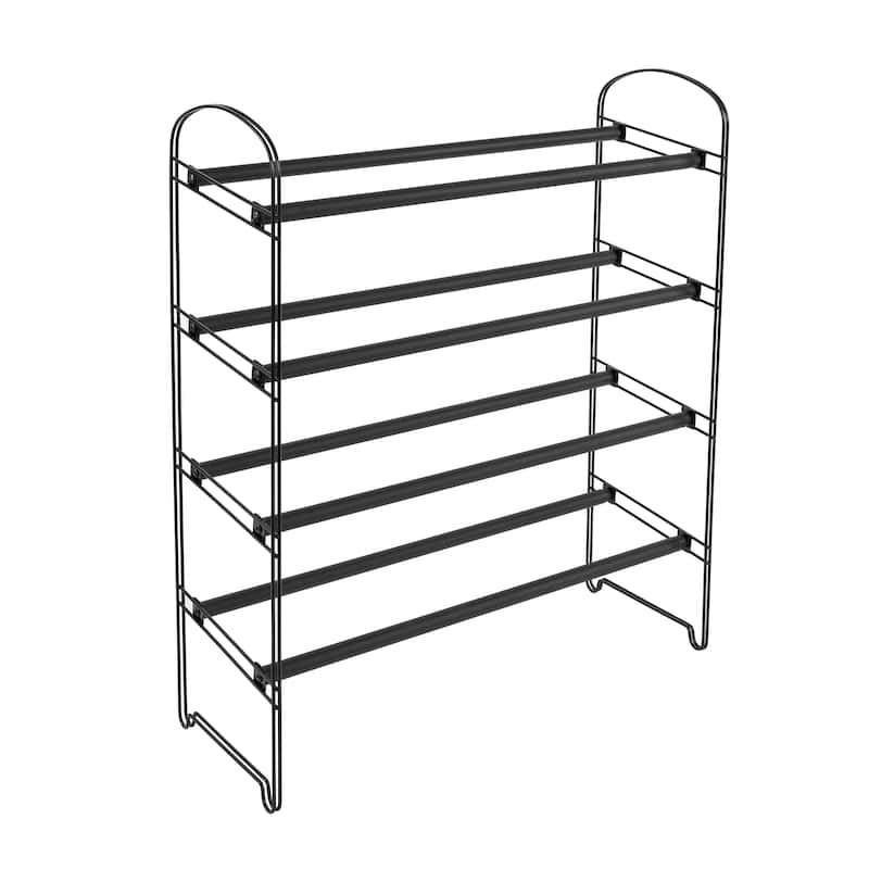 Seville Classics 4-Tier Expandable 30-Pair Non-Slip Shoe Rack Organizer, Black