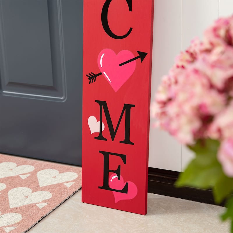 Glitzhome 36"H Valentine's Wooden Welcome Porch Sign