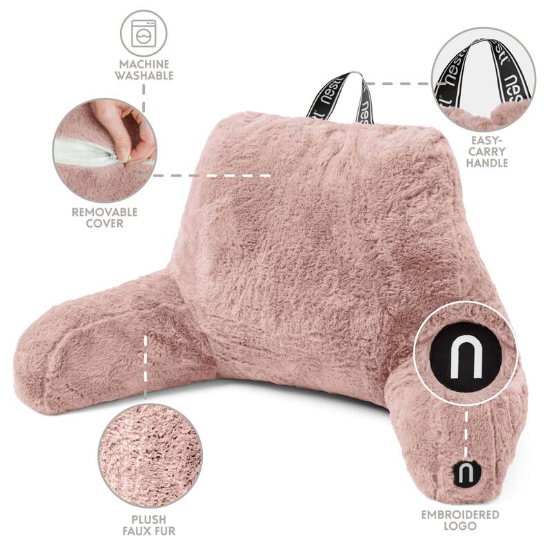 Emperyan Fur Reading Pillows for Sitting in Bed Adult & Kids, Sit Up Back Support Pillow for Bed Rest