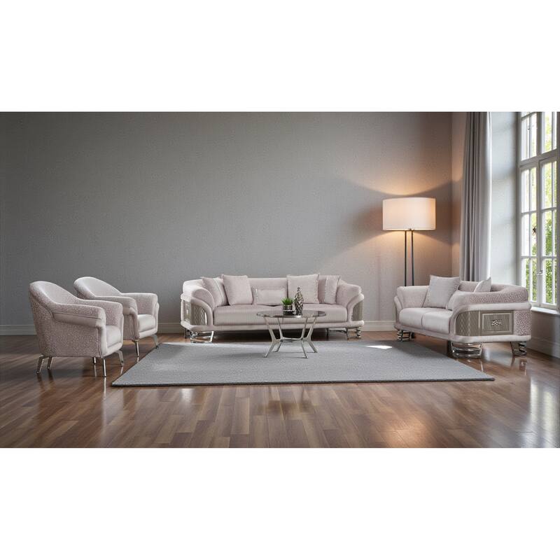 Fable 4 Pieces Living Room Sets 1 Sofa 1 Loveseat 2 Chair - Lıght grey