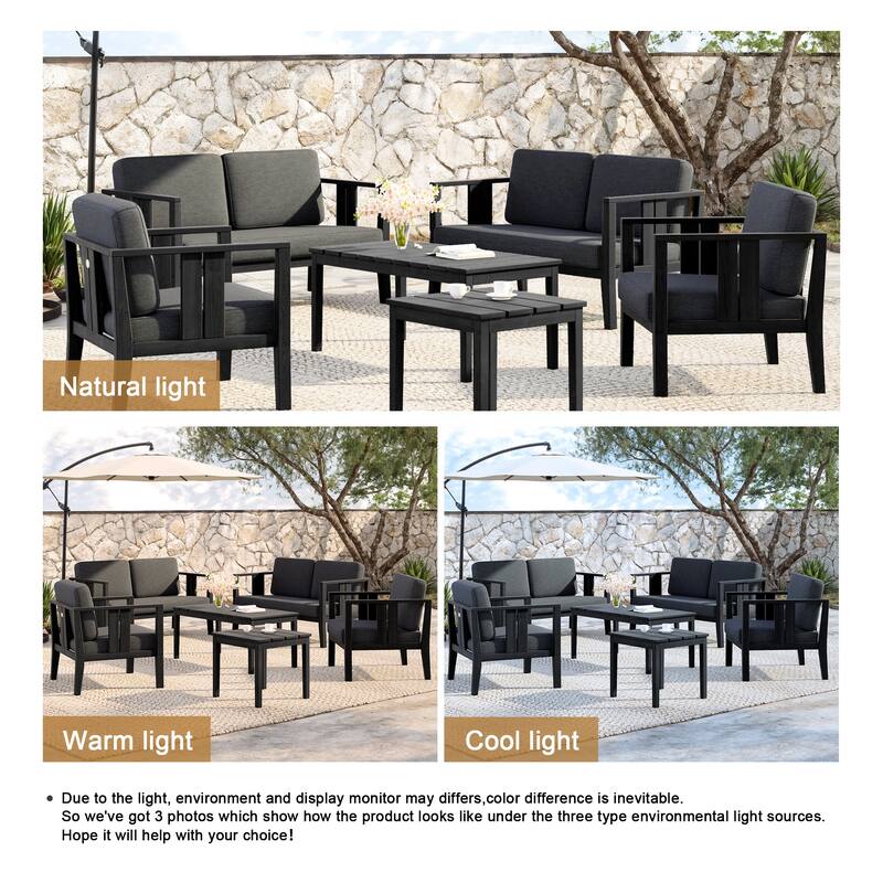 Teak Wood 6-Piece Outdoor Conversation Set with Table