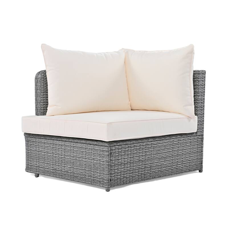 Roomfitters 6-Piece Patio Outdoor Conversation Round Sofa Set with Coffee Table