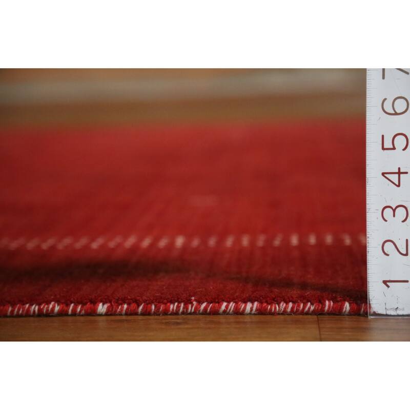 Hand Knotted Oriental 100% Wool Carpet Tribal Tribal Red Gabbeh Area Rug - 9' 9'' X 6' 8''