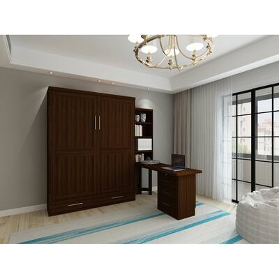 Brentwood Queen Murphy Bed with Pedestal Desk with Hutch