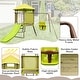 preview thumbnail 9 of 7, 4-in-1 Swing Set with Covered Playhouse Fort and Height Adjustable Baby Seat-Green - Multi