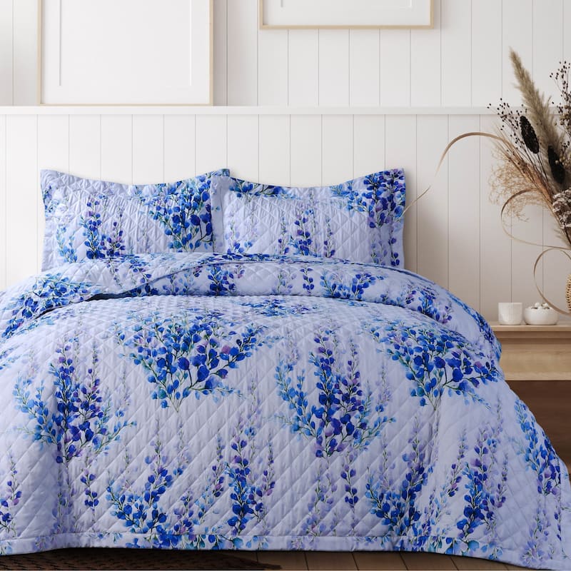 Azores Home Floral Printed Oversized Quilt Set