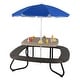 preview thumbnail 7 of 6, 8 Person Kids Picnic Table Metal Frame Adjustable Removable Umbrella Brown