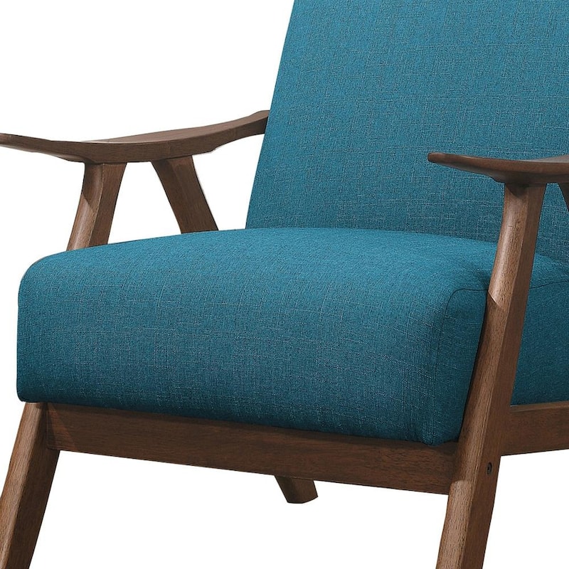 Fabric Upholstered Accent Chair with Curved Armrests, Blue - 31.5 H x 32 W x 28.5 L Inches