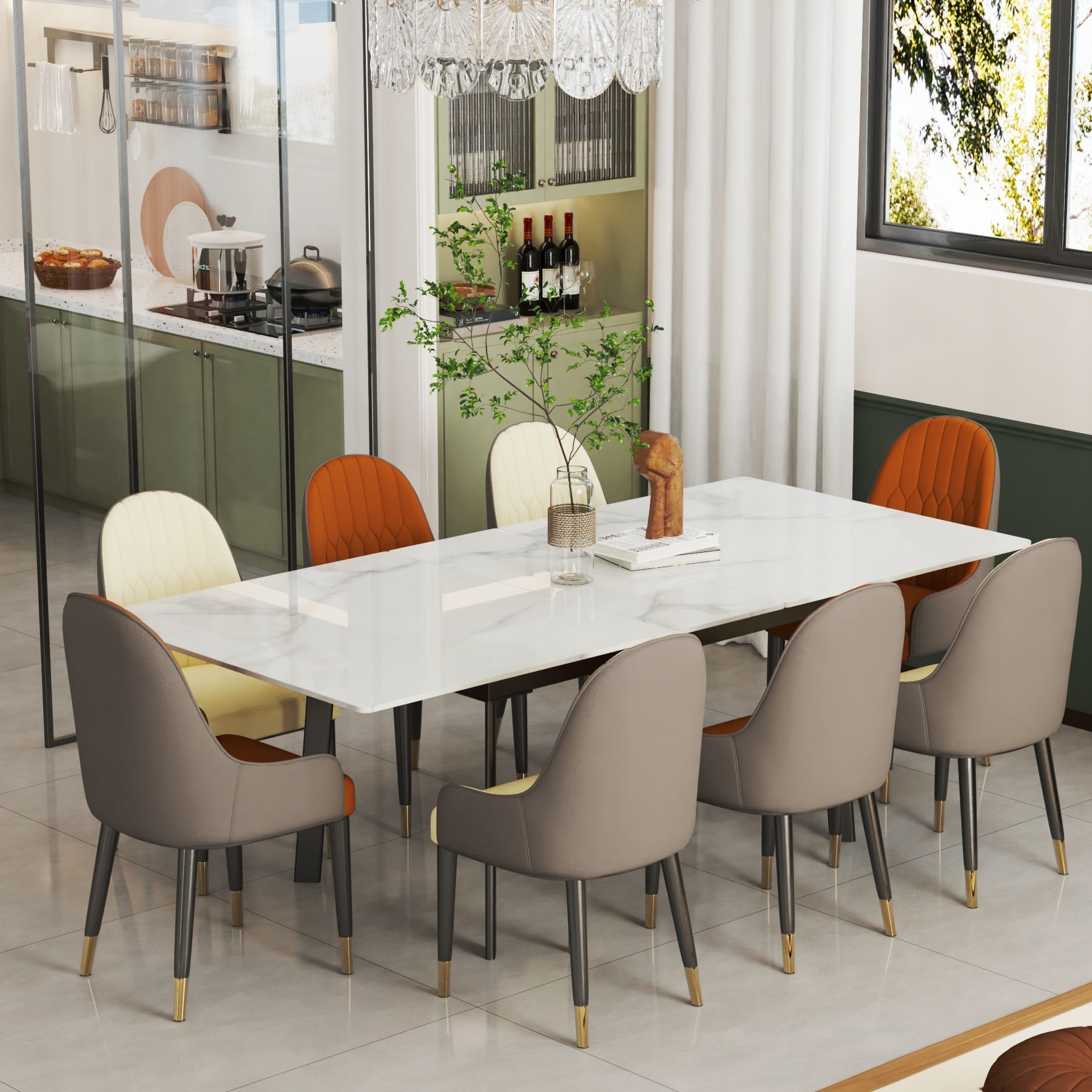 Steel top dining table sale