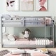 preview thumbnail 2 of 6, Twin Over Twin Wood Kids Low Bunk Bed with Ladder, Floor Bunk Bed Frame for Boys Girls, No Box Spring Needed, Easy Assembly,Grey