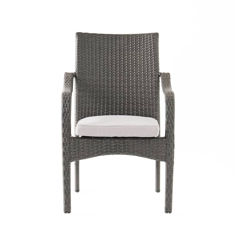 Outdoor PE Rattan Stacking Chair with Iron Frame(Set of 4), Grey