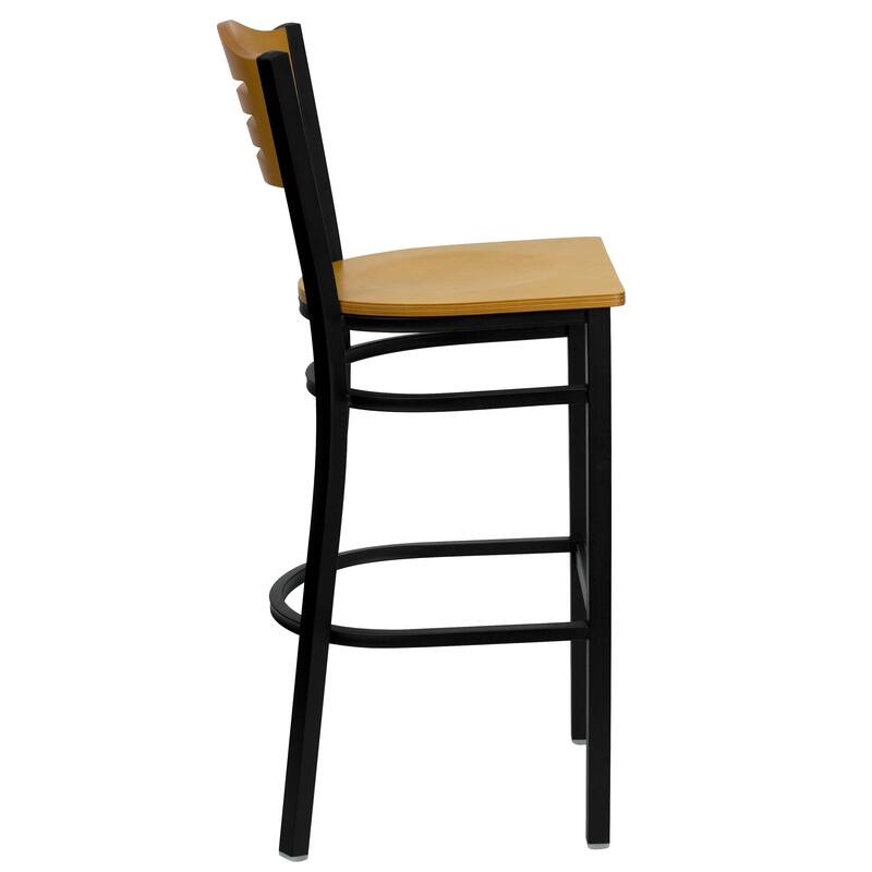 Slat Back Metal Restaurant Barstool - 16.5"W x 20.25"D x 42.75"H - 16.5"W x 20.25"D x 42.75"H