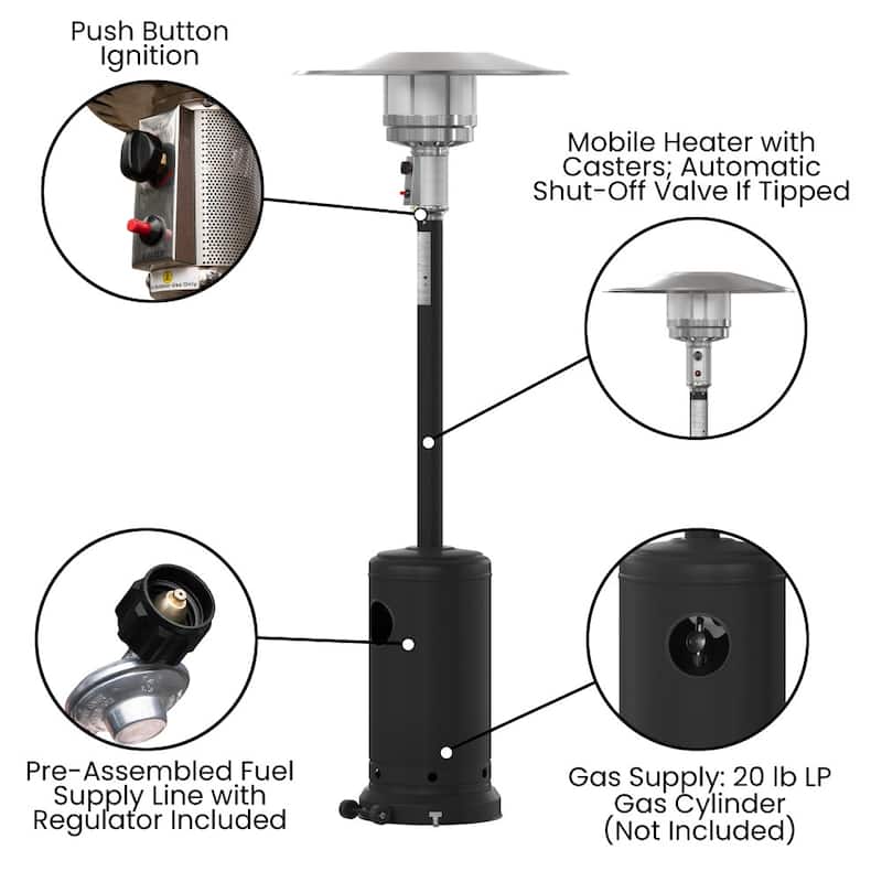 Outdoor Patio Heater - 7.5 Feet Round Steel Patio Heater - 40,000 BTU's
