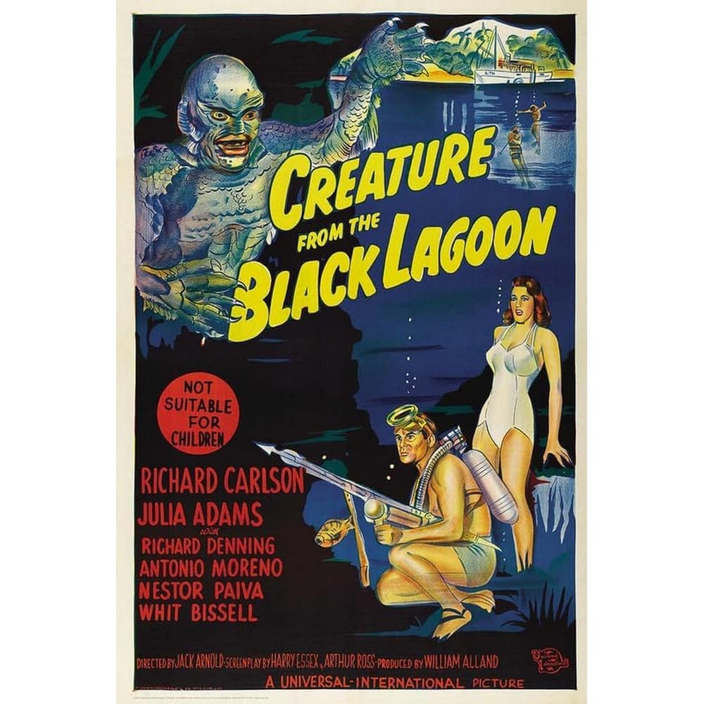 Creature from the Black Lagoon Vintage Movie Advertisement Art Poster - 24 x 36 Inch