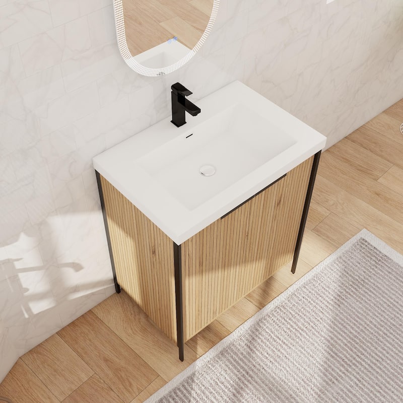 Beingnext 24"/30"/36"/48"/60" Bathroom Vanity with Sink, Freestanding Bathroom Vanity with Soft Close Door and Shelf