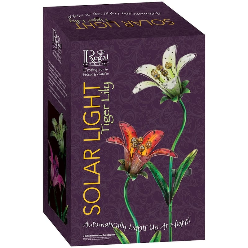 Solar Tiger Lily Stake - White - 9"x7.25"x33"