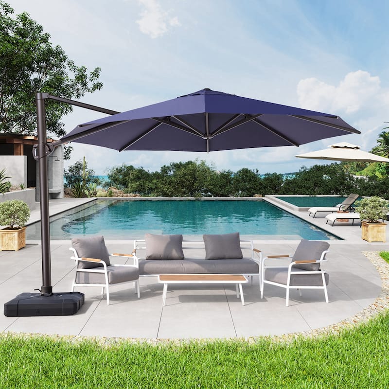 Pellebant Patio Cantilever Offset Umbrella 12 FT Round with No Base