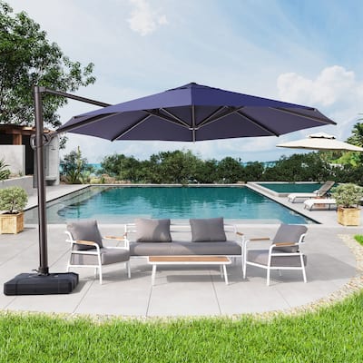 Pellebant Patio Cantilever Offset Umbrella 12 FT Round with No Base