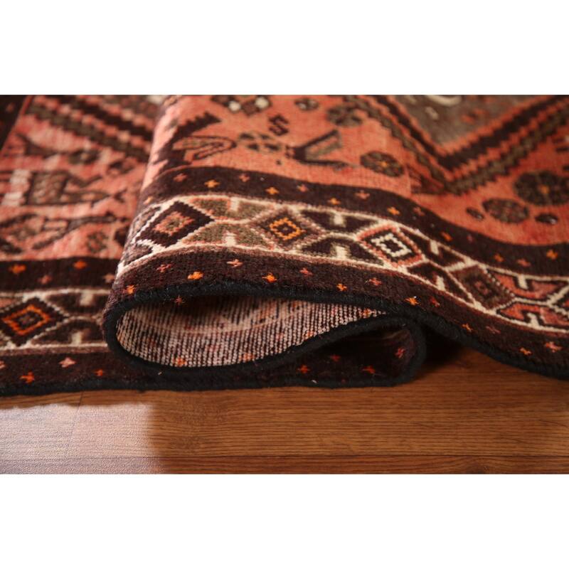 Tribal Geometric Hamedan Persian Vintage Area Rug Handmade Wool Carpet - 3'8"x 4'10"