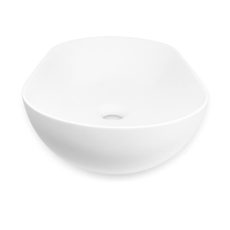 Evoluxe Matte White Solid Surface Round Oval Vessel Sink