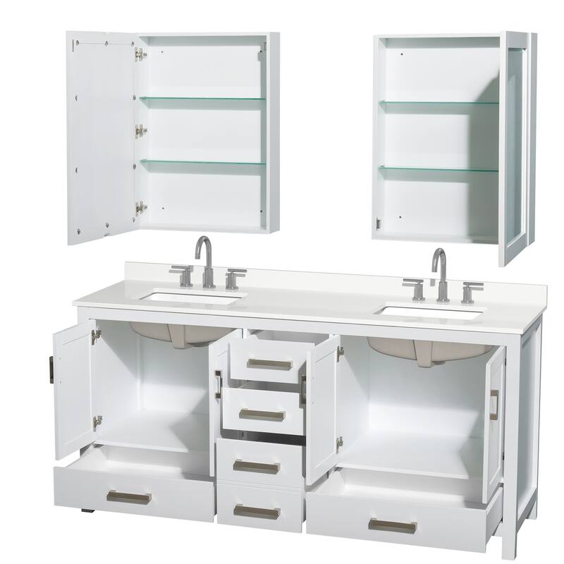 Wyndham Collection WCS141472D-QTZ-US3MED Sheffield 72" Free Standing