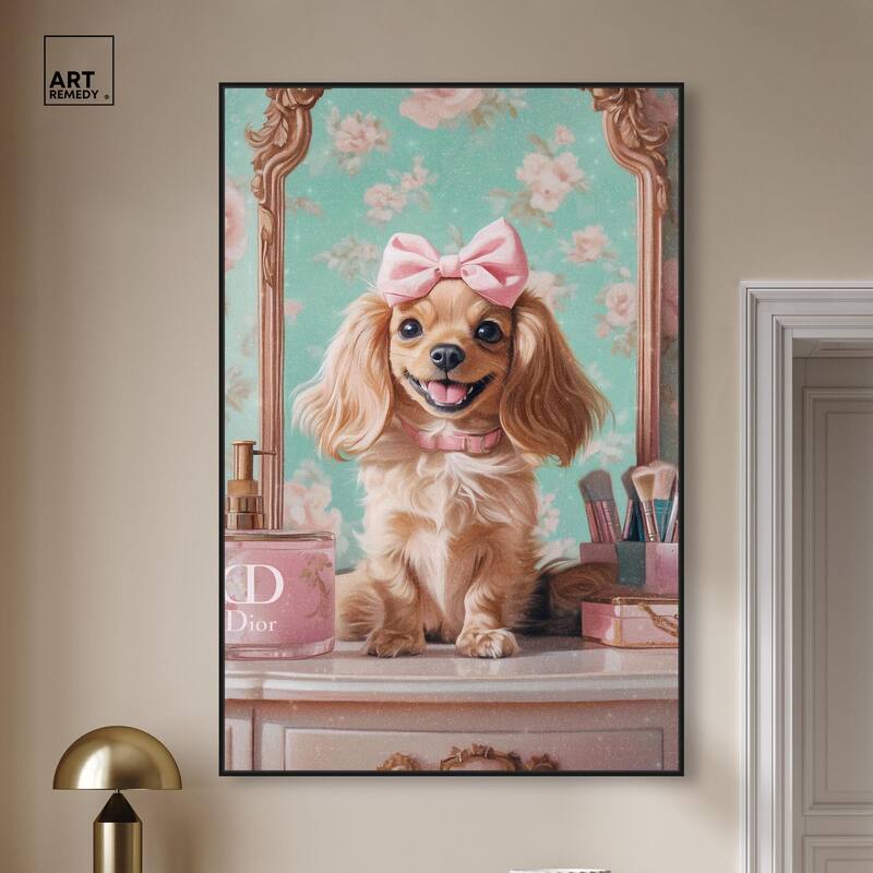 Cute Doxxie at the Vanity Canvas by Art Remedy