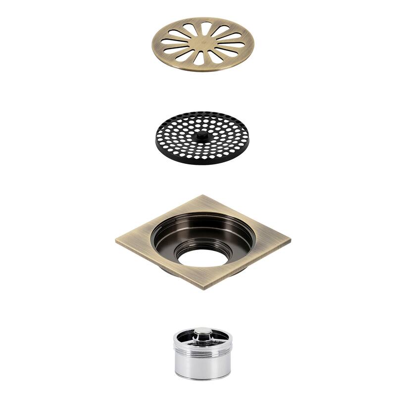 Kingston Brass Watercourse Sunburst 4" Square Grid Shower Drain