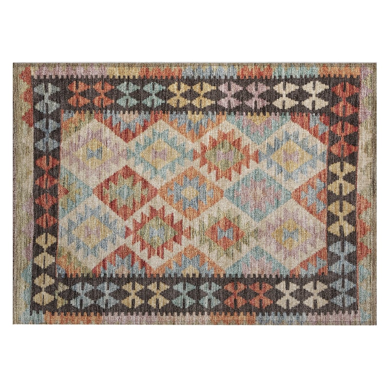Machine Washable Indoor/ Outdoor Boho Global Chantille Rug