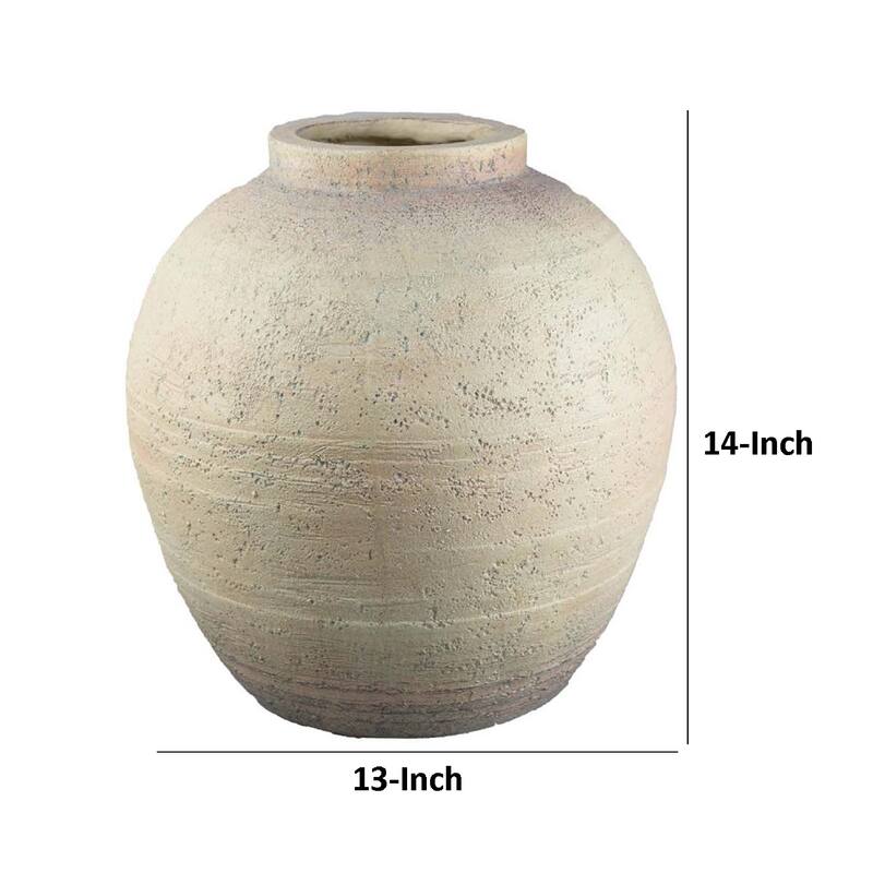 Kilu Decorative Vase, Rugged Texture, 14 Inch Metallic Gray Resin