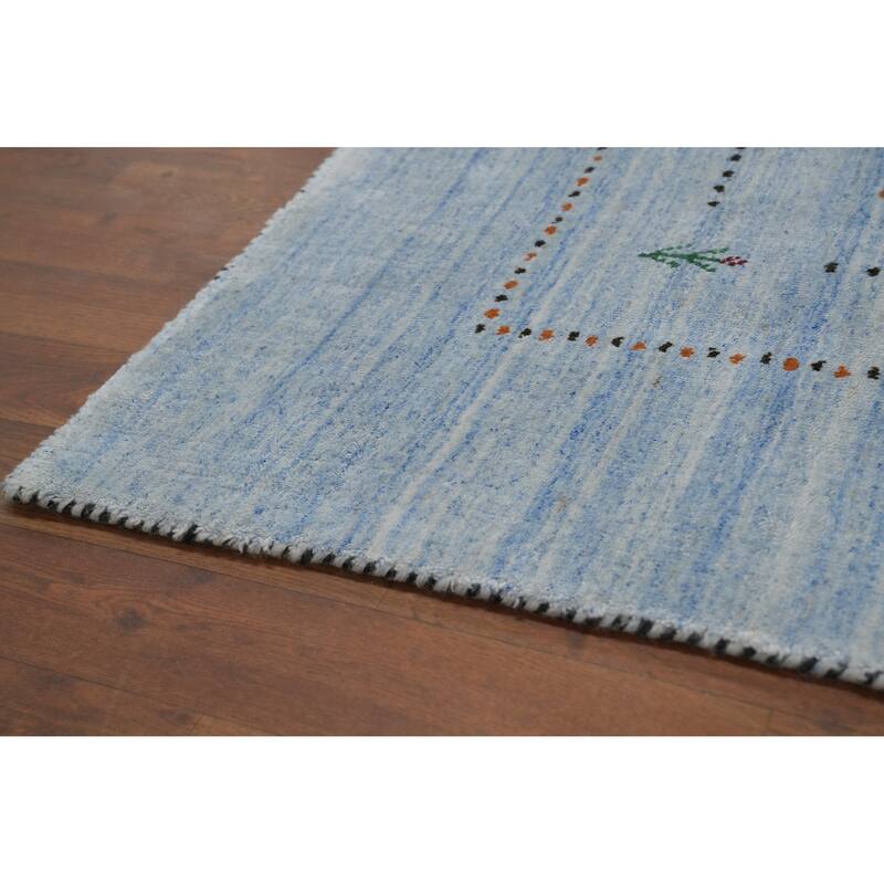 Hand Knotted Oriental 100% Wool Carpet Tribal Animal Pictorial Navy Blue & Blues Gabbeh Area Rug - 9' 1'' X 9' 0''