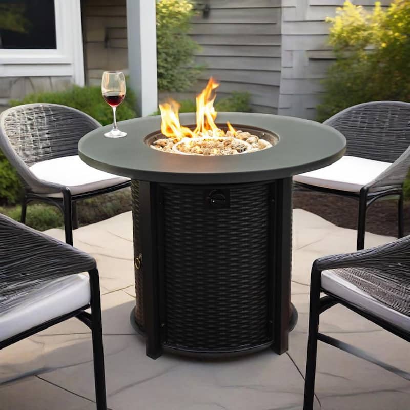 32" Propane Gas Fire Pit Table 50000 BTU Round Steel Fire Pit