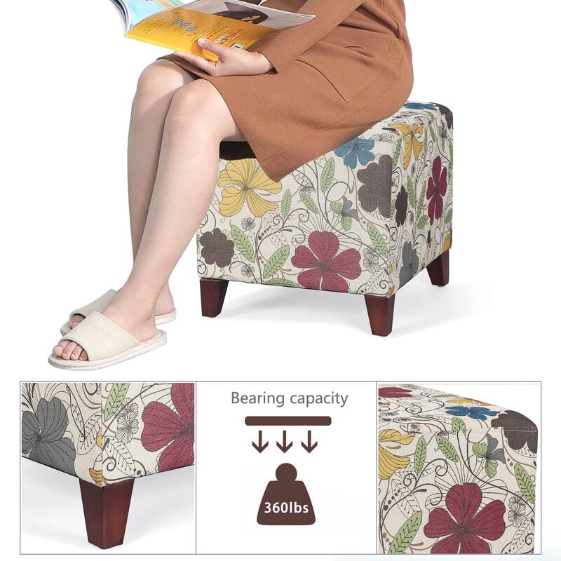 Adeco 16.3'' Cube Ottoman Foot Rest Stool