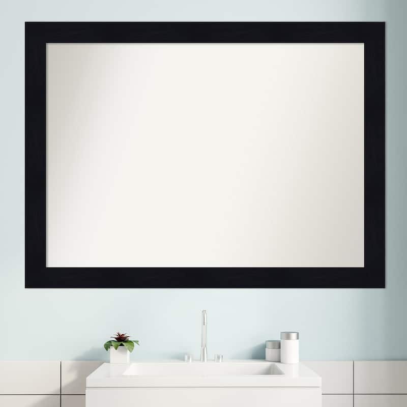 Non-Beveled Wood Bathroom Wall Mirror - Shiplap Navy Frame
