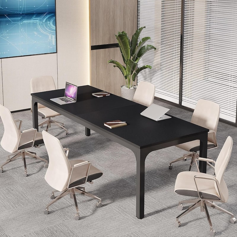 78.74" Large Rectangle Conference Table, Office Meeting/Seminar/Business Table Desk for Office Boardroom & Meeting Room - Black