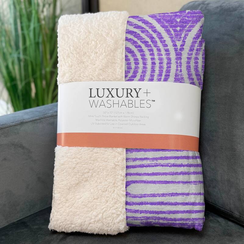 Premium Machine Washable Contemporary Sherpa Throw Blanket