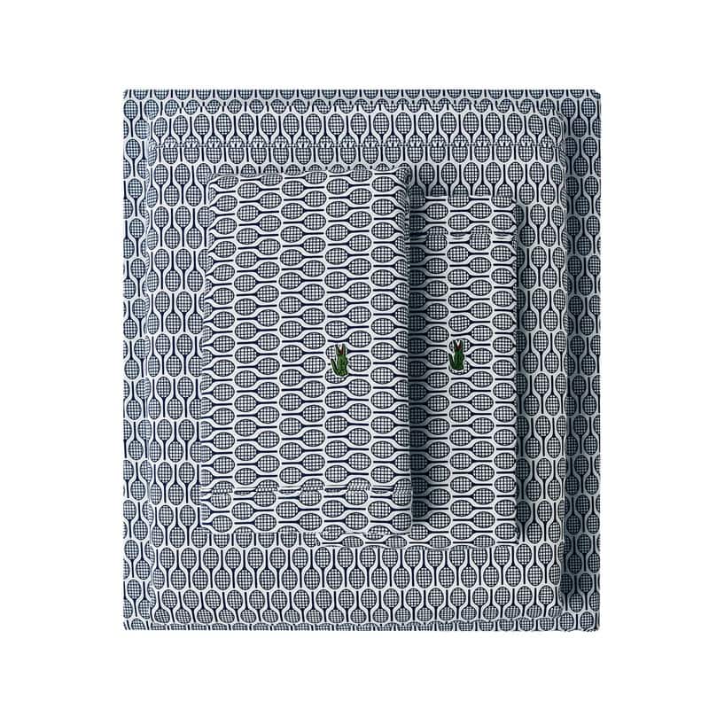 Lacoste Racquet Print Percale Cotton 4-Piece Sheet Set