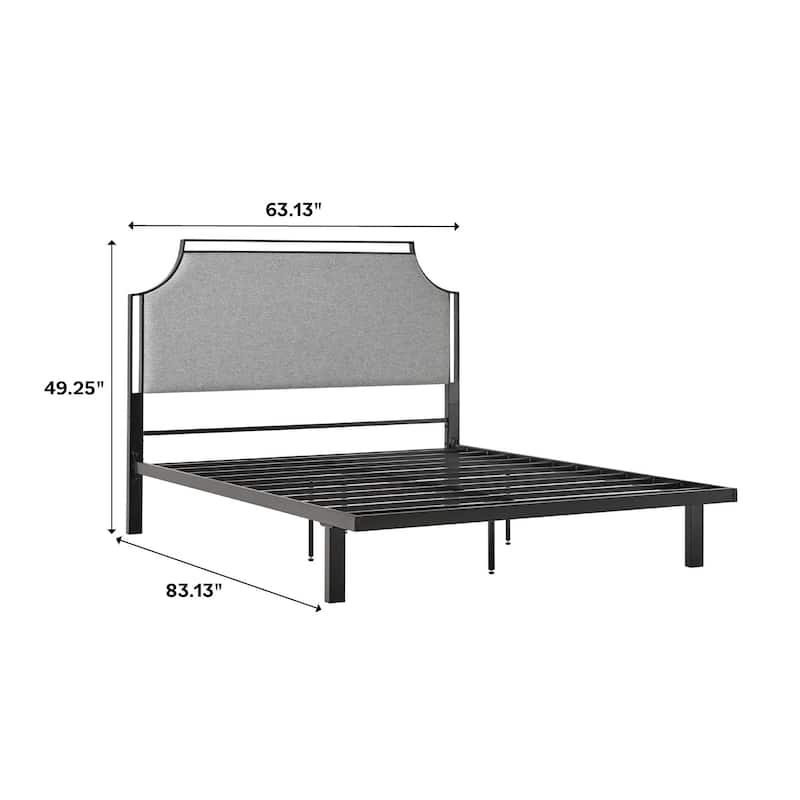 Middlebrook Designs Upholstered Curved Metal Queen Bedframe