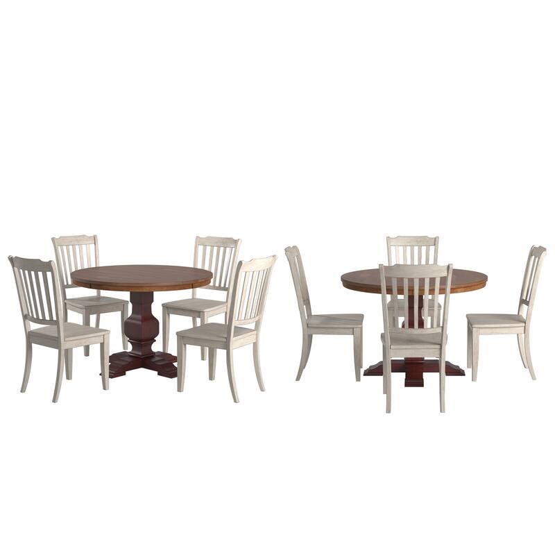 Ronda 45" Round Solid Wood Top Dining Set with Spindle Back Chairs